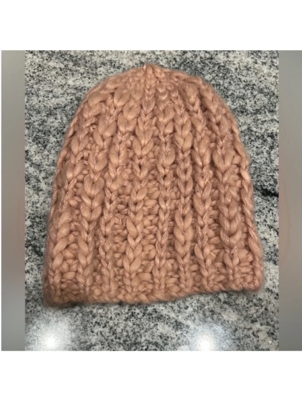 Mossimo pastel pink rose gold chunky knit hat beanie sparkly